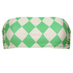 Maaji Diamond Sour Bryn Strapless Bandeau Bikini Top only medium  Green-white